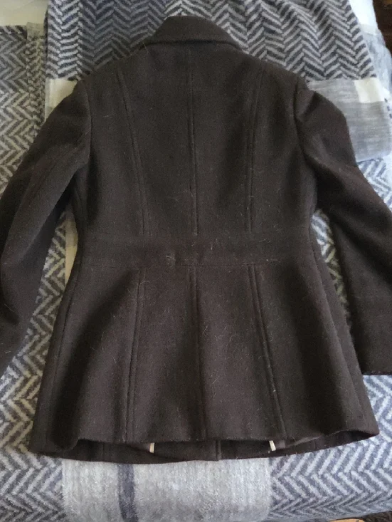 Calvin Klein Women's Black Single-Breasted Wool Pea Coat - Picture 5 of 9